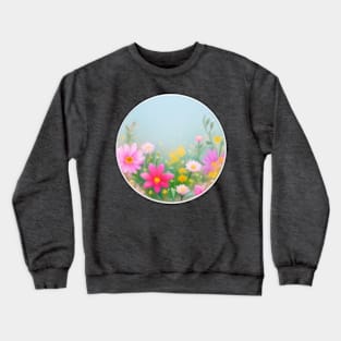 Circular Field of Yellow and Pink Flowers in Springtime Crewneck Sweatshirt